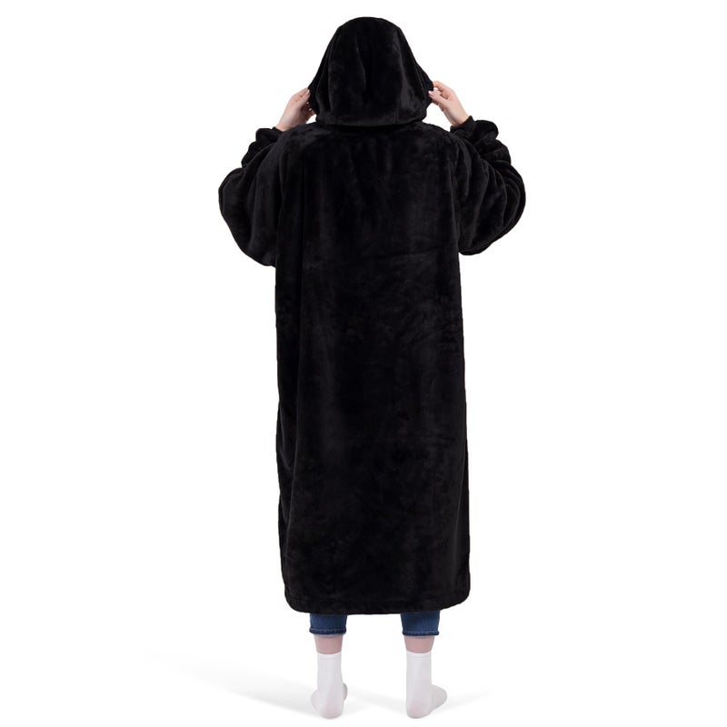 KPBLIS Wearable Blanket Hoodie Gifts for Women Men, Cozy Hoodie Blankets Sweatshirt Christmas Birthday Gifts for Women Mom Wife, Warm Fleece Hooded Blanket with Sleeves for Adults, Black - Image 2